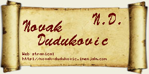 Novak Duduković vizit kartica